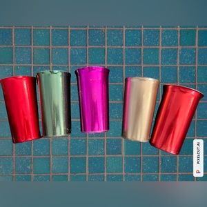 Rare Set of 5 Vintage Sunburst colorful 10 Ounce Anodized Aluminum Tumblers